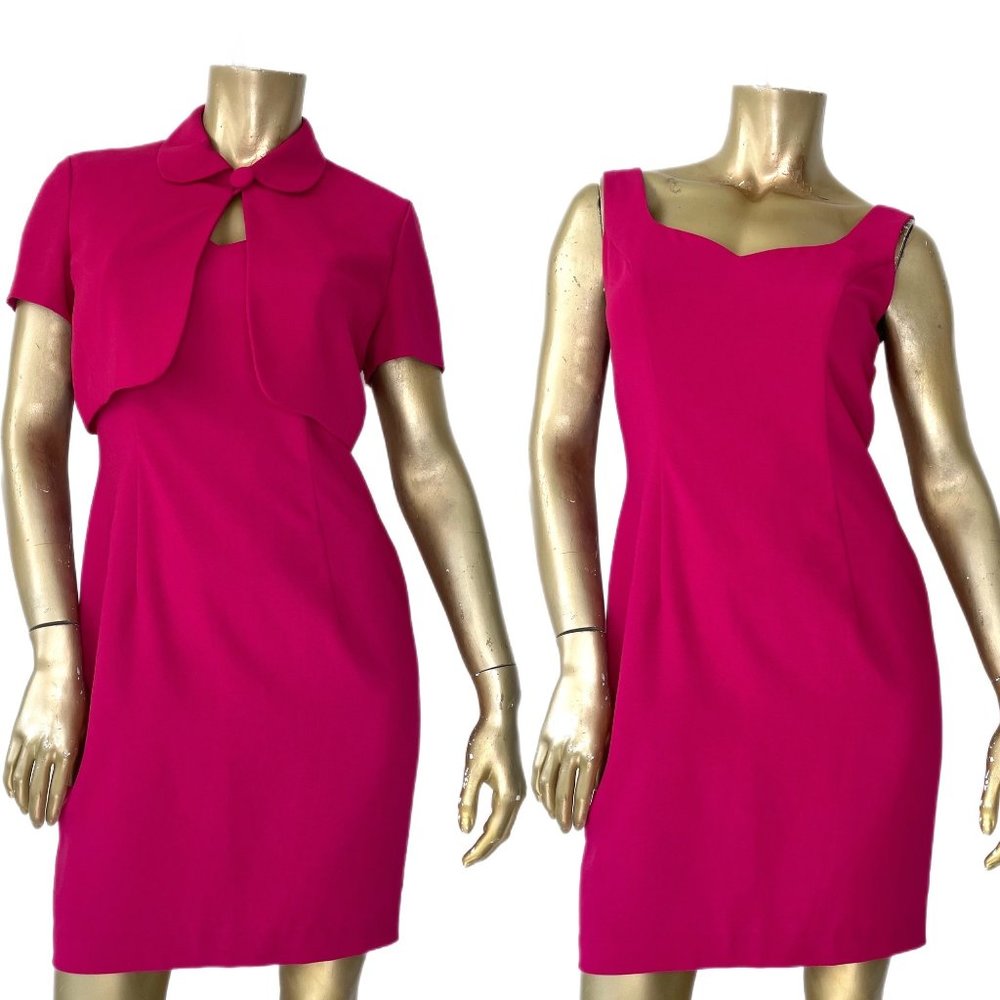VINTAGE DONNA RICCO TWO PIECE SET MINI DRESS SUIT SIZE 6 PETITE, USA